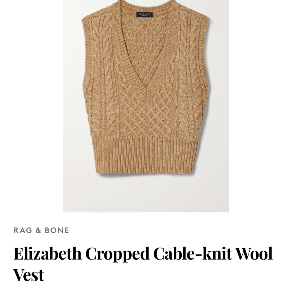 Rag & Bone Camel Cable-Knit Wool Vest